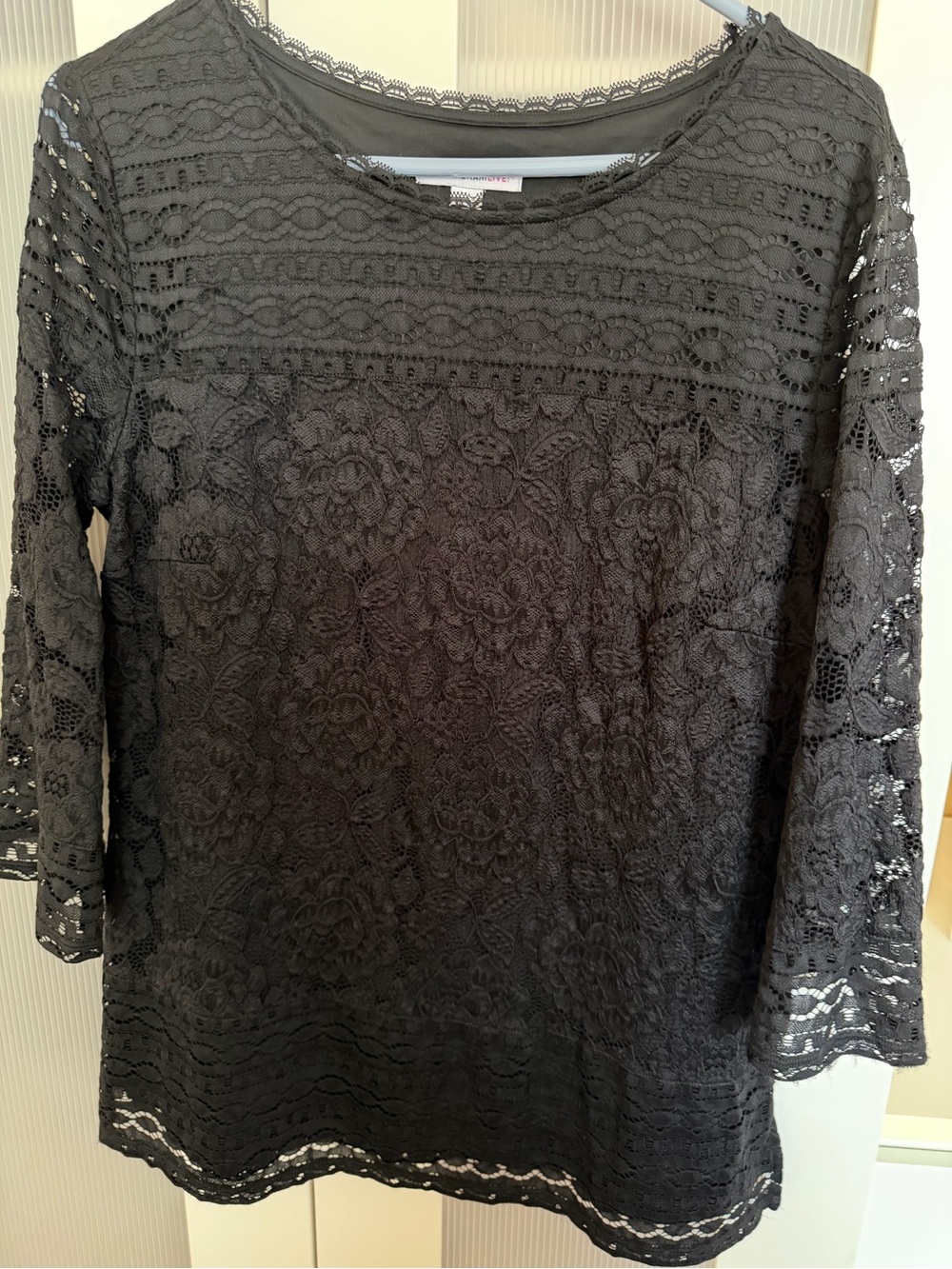 Isaac Mizrahi Black Lace Overlay Blouse